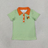 Matching Baby boys stripe button short sleeve top embroidery