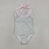 S0732 Baby girls flower bow swimsuit