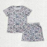 Matching Baby boys camo short sleeve summer outfits
