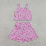GSD1468 baby girls sleeveless pink FOOTBALL skirt outfits Yoga