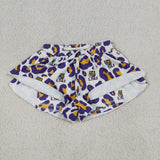 SS0821  baby LSU tiger purple leopard shorts yoga