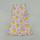 Matching Baby girls lemon blue pink checkered sleeveless dress yoga