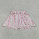 GLK0238 Girls flower pink stripe scalloped Skirt