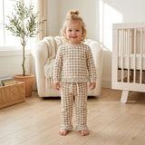 GLP3674 baby girls plaid long sleeves pant outfits