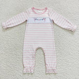 Matching Baby girls boys Christmas Colorful lights stripe romper outfits long sleeves embroidery