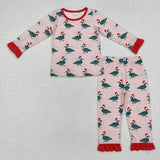 Family Matching Christmas mallard ducks green pink adult and kids pajamas
