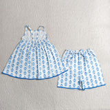 GSSO3416 girls blue fower slip shorts shorts outfits