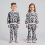 Matching Baby girls boys camo long sleeves pants mock neck outfits