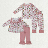 Matching girls Christmas tree bow long sleeve clothing