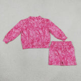 GLS0196 girls branch rose long sleeve shorts mock neck outfits