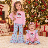 Matching girls Christmas Santa HO!HO!HO! long sleeve clothing embroidery