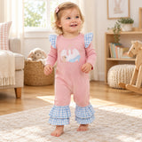 LR3217 baby girls mouse pumpkin pink long sleeves romper
