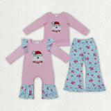 Matching girls Christmas Santa HO!HO!HO! long sleeve clothing embroidery