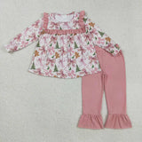 Matching girls Christmas tree bow long sleeve clothing