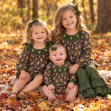 Matching kids leaf deer long sleeve clothing embroidery