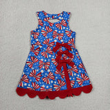 GSD3925 girls July Fourth sleeveless bow dress yoga
