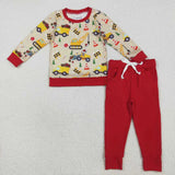 Matching boys Christmas tractor long sleeve clothing