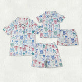 Family Matching Adult women  Baby kids bow button shorts pajamas