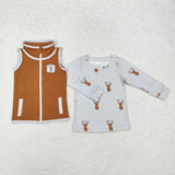 Matching Baby boys girls deer stripe long sleeve plus vest top clothing