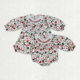 Matching Christmas merry bow clothing smocked