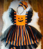 5.5 Halloween black and orange tulle dress