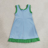 GSD4136 girls blue green sleeveless floral dress yoga