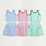 Matching Baby girls sleeveless solid skirt outfits yoga
