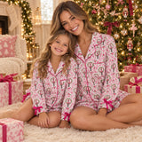 Matching  MOM AND ME Christmas long sleeve button shorts pajamas