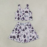GSD4289 girls halloween castle sleeveless skirt bow outfits yoga