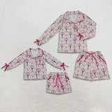 Matching  MOM AND ME Christmas long sleeve button shorts pajamas