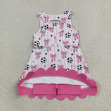GSD4100 girls soccer bow stripe sleeveless scalloped dress yoga