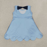 GSD2515 girls blue navy sleeveless scalloped Dress