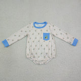 Matching Baby boys pocket long sleeve romper embroidery