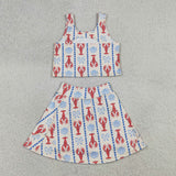 GSD3626 baby girls lobster sleeveless skirt Outfits yoga