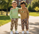 Matching Baby boys hunting long sleeves pants outfits embroidery