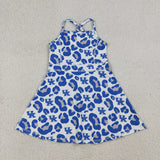 GSD3630 girls UK blue leopard dress yoga