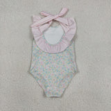S0732 Baby girls flower bow swimsuit