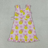 GSD3683 girls lemon bow checkered sleeveless dress yoga