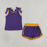 Matching Baby girls team sleeveless bow shorts outfits cotton