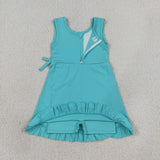GSD3768 girls blue bow sleeveless floral dress yoga