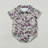 Matching Baby boys camo button long sleeve romper