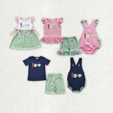 Matching  Baby boys girls baseball romper outfits embroidery