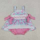 SR3426  baby girls mama's girl pink bow romper