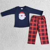 Matching Baby girls boys Christmas Santa Claus stripe clothing embroidery