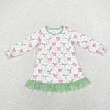 Family Matching Christmas bow green adult and kids pajamas