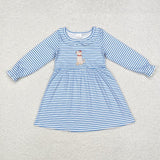 Family Matching Baby girls boys puppy blue outfits embroidery clothing