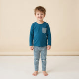 BLP1512 boys navy stripe pocket long sleeve pant outfits