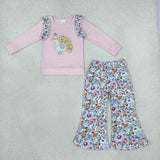 Matching girls Thanksgiving turkey long sleeve flower clothing embroidery