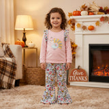 GLP3597 baby girls turkey long sleeves flower bell pant outfits embroidery
