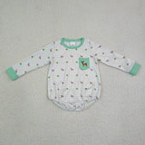 Matching Baby boys pocket long sleeve romper embroidery